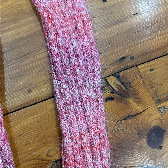 Handmade Red Pink and White Hombre Knit Long Winter Holiday Scarf - Picture 5 of 9